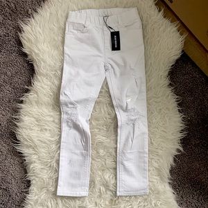 NWT Beau Hudson White Distressed Skinny Jeans, Unisex Kids Size 6